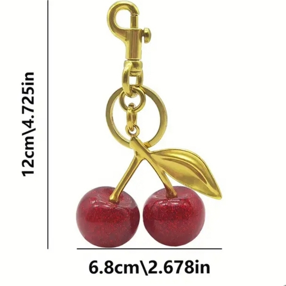 New in package Quality red cherry charm and key chain - Picture 4 of 6